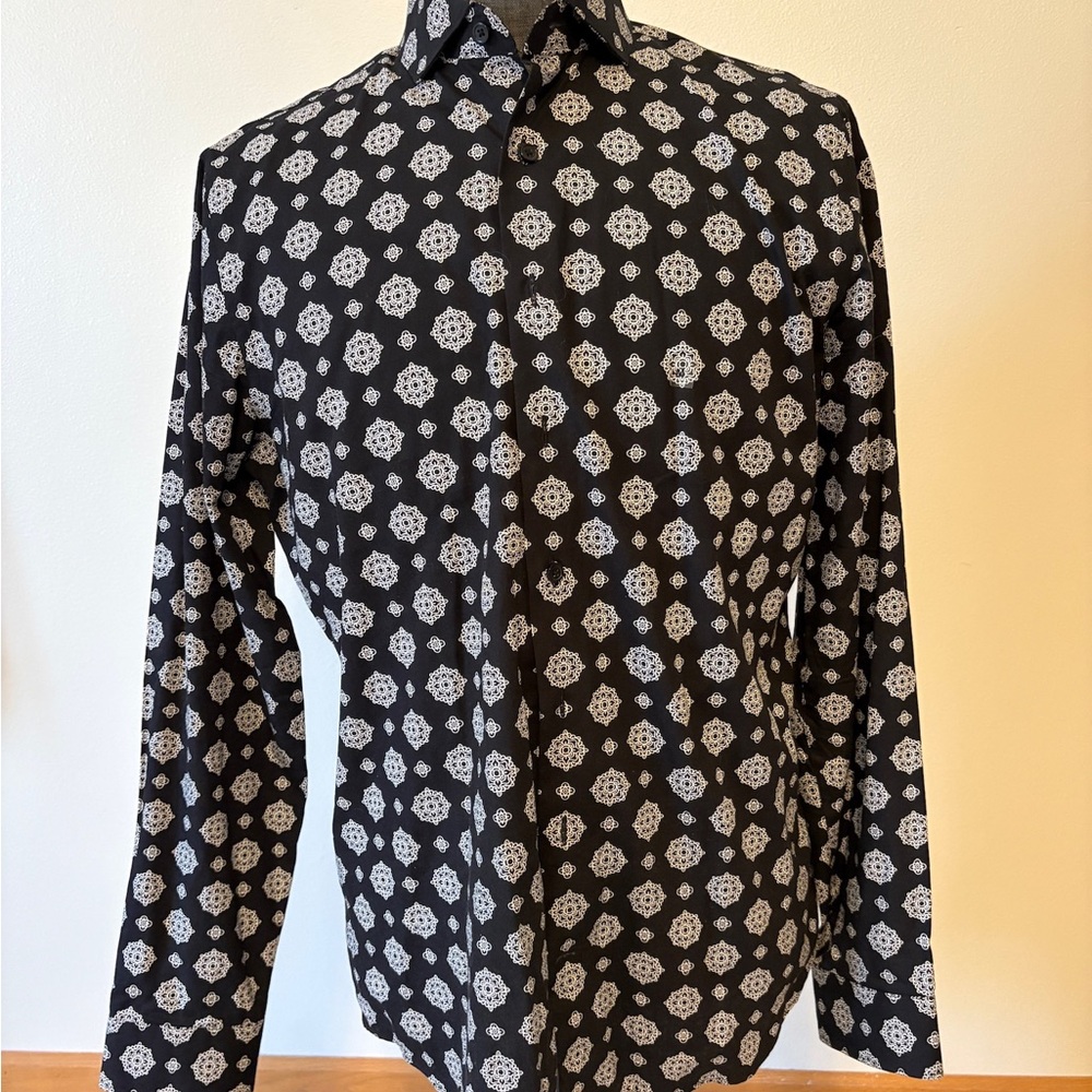 Express Black and White Patterned Shirt